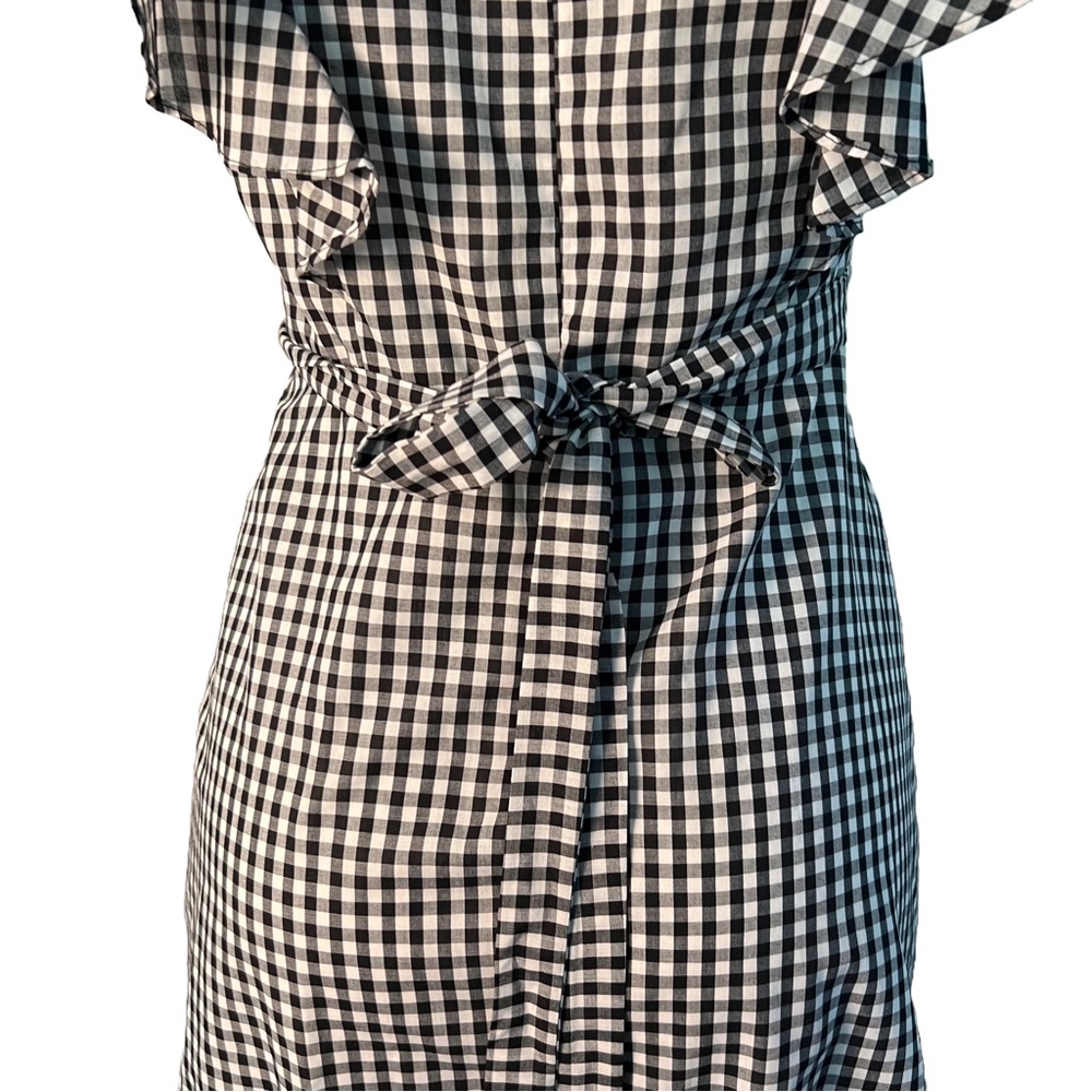 Charles Henry Black and White Plaid Dress with Ruffle Sleeves Size S - Picture 3 of 10
